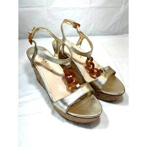 Prada Chain Link Gold Wedges